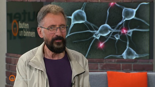 Andre Frank Zimpel, Leiter des Zentrums für Neurodiversitäts-Forschung in Hamburg, im Studio von buten un binnen.