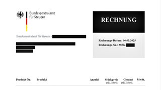 Abb. von betrügerischen E-Mails mit dem Briefkopf vom Bundesamt f. Steuern