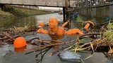 Eine Kunstinstallation am Weser-Ufer in Bremen