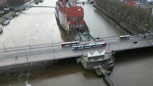 Die Bürgermeister-Smidt-Brücke, aus der Luft.