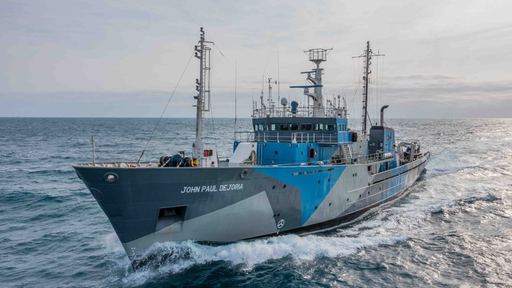 Das Schiff "John Paul DeJoria" der Captain Paul Watson Foundation auf hoher See