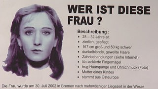 Ausschnitt aus dem Fahndungsplakat der Polizei zur Fahndung nach dem Mörder der gefunden Frau in der Weser 2002