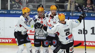 Spieler der Fischtown Pinguins feiern einen Treffer