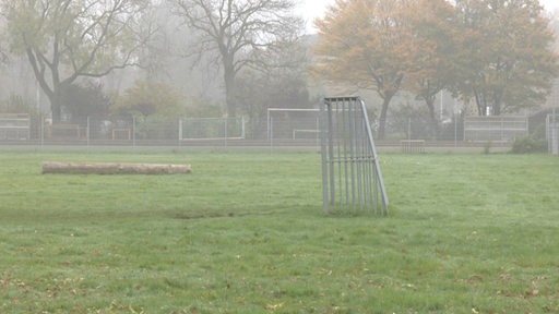 Ein Fussballtor auf einer Wiese