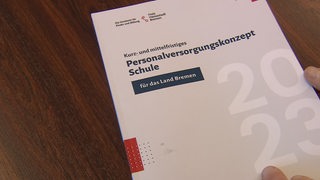 Das gebundende Personalentwicklungskonzept für Bremer Schulen liegt auf einem Tisch.