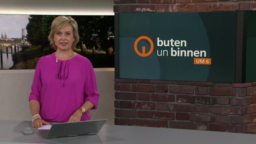 Moderatorin Kirsten Rademacher im buten un binnen Studio. 