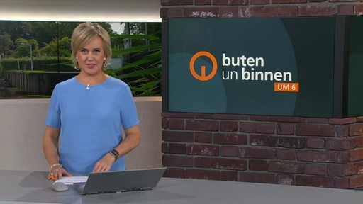 Moderatorin Kirsten Rademacher im buten un binnen Studio. 