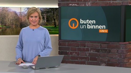 Moderatorin Kirsten Rademacher im buten un binnen Studio. 