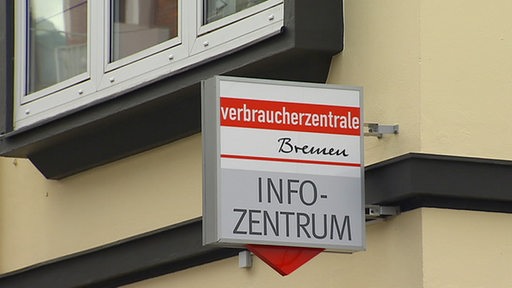 Leuchtschild am Eingang der Verbraucherzentrale in Bremen