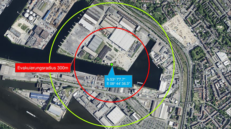 Weltkriegsbombe Evakuierungsradius Bremen-Gröpelingen
